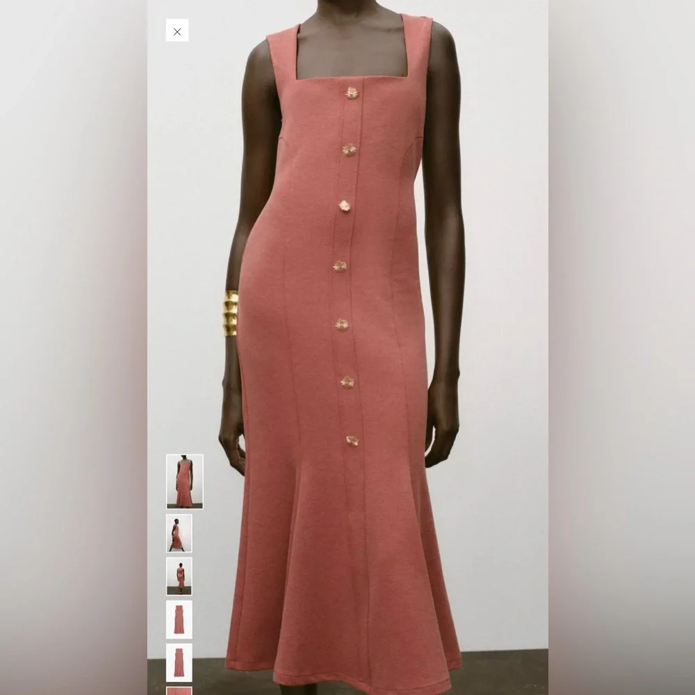 BUTTONED PIQUÉ DRESS - Picture 11 of 12